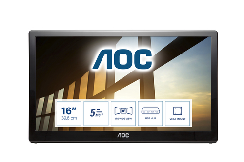 AOC 59 Series I1659FWUX Monitor PC 39,6 cm (15.6″) 1920 x 1080 Pixel Full HD LCD Nero