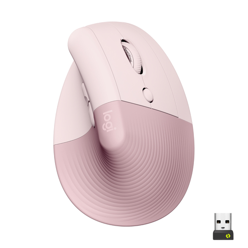 Logitech Lift Mouse Ergonomico Verticale, Senza Fili, Ricevitore Bluetooth o Logi Bolt USB, Clic Silenziosi, 4 Tasti, Compatibil
